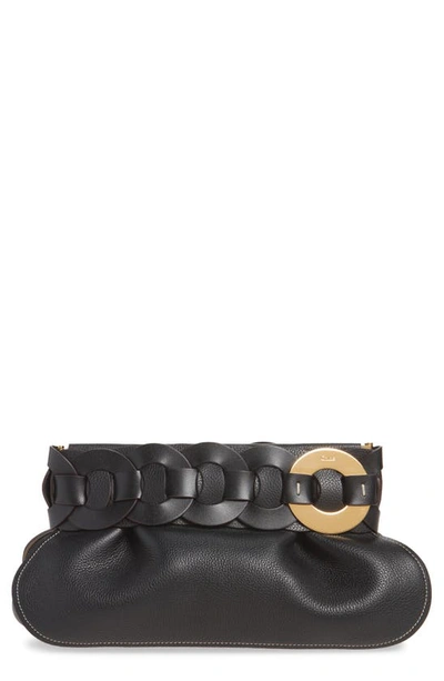 Shop Chloé Darryl Leather Clutch In Black
