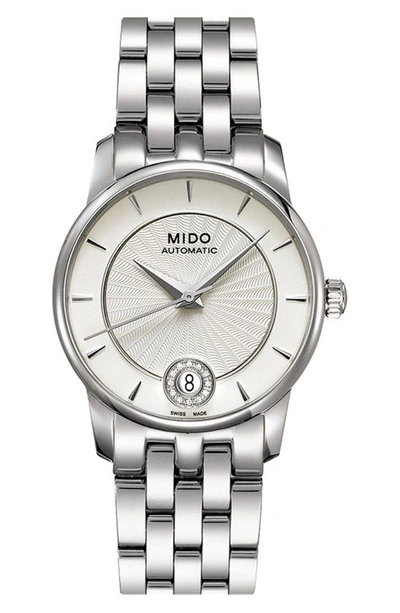 Shop Mido Baroncelli Diamond Automatic Bracelet Watch, 33mm In Silver