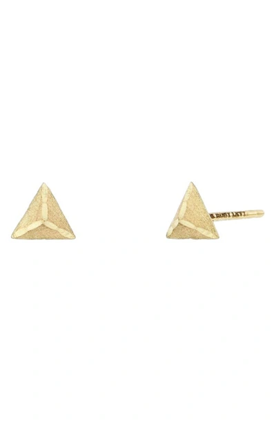 Shop Bony Levy 14k Gold Brushed Pyramid Stud Earrings In Yellow Gold