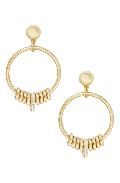 Shop Ettika Sliding Charms Cubic Zirconia Hoop Earrings In Gold