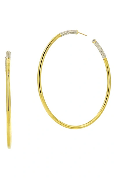 Shop Freida Rothman Miss Modern Pavé Segment Hoop Earrings In Gold