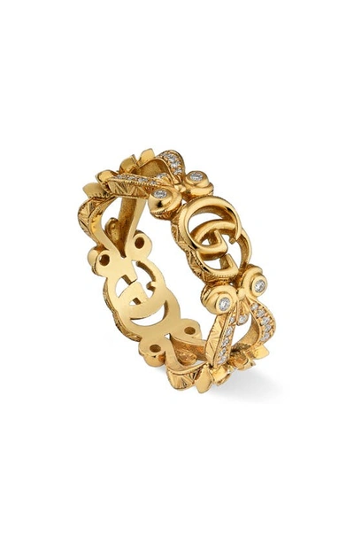 Shop Gucci Flora 18k Gold & Diamond Ring In Yellow Gold