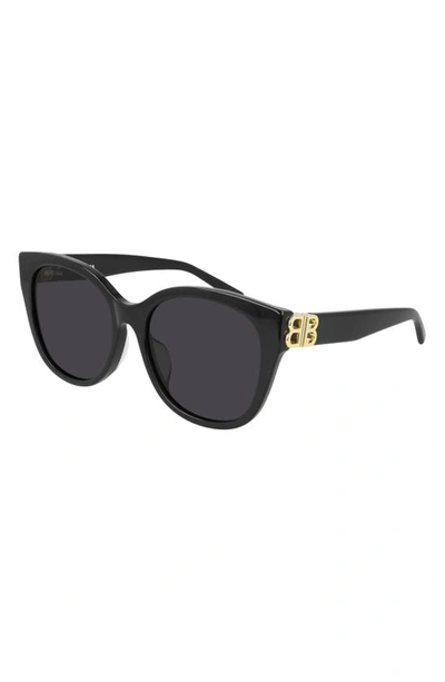 Shop Balenciaga 57mm Cat Eye Sunglasses In Shiny Black/ Grey