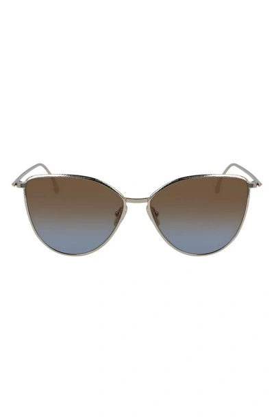 Shop Victoria Beckham 59mm Cat Eye Sunglasses In Gold/ Brown Blue Gradient