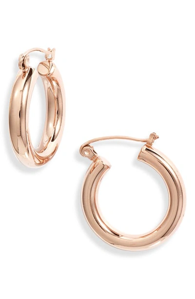 Shop Knotty Mini Classic Tube Hoop Earrings In Rose Gold