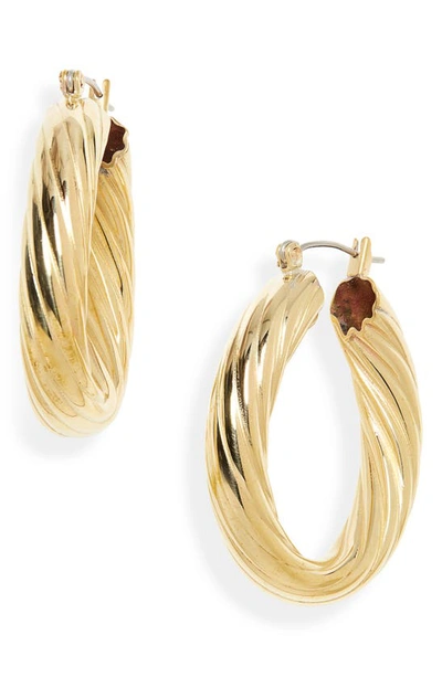 Shop Laura Lombardi Giulia Hoop Earrings In Brass
