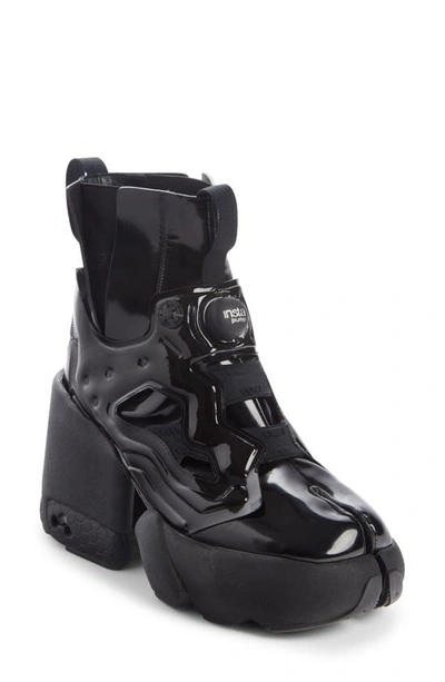 Shop Maison Margiela X Reebok Instapump Fury Tabi Platform Boot In Black Patent