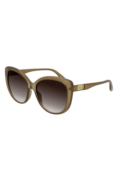 Shop Gucci 57mm Gradient Cat Eye Sunglasses In Opal Caramel/ Brown Gradient