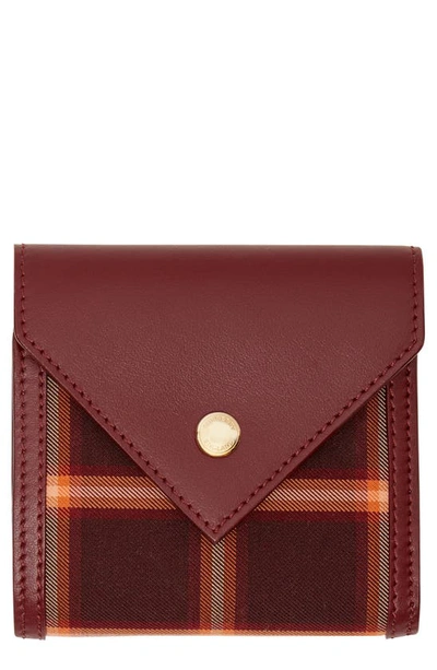 Shop Burberry Tartan Technical Cotton & Leather Folding Wallet In Check