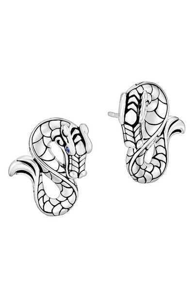 John Hardy Women's Naga Dragon Silver & Blue Sapphire Stud Earrings In Silver