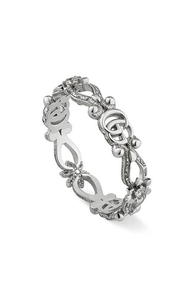 Shop Gucci 18k White Gold & Diamond Flora Ring