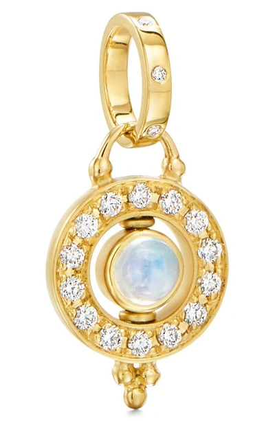 Shop Temple St Clair 18k Mini Orbit Diamond Pendant Enhancer In Yellow Gold/ Diamond