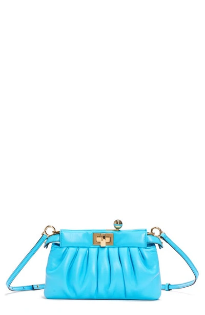 Shop Fendi Peekaboo Click Leather Pochette Bag In Pool