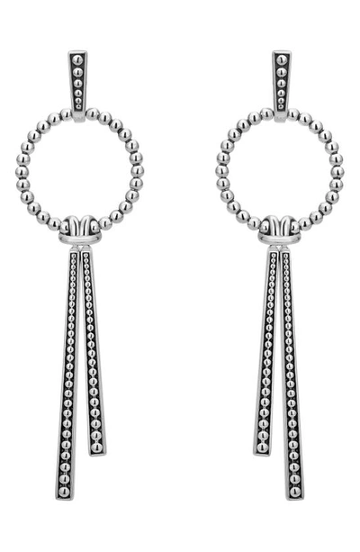 Shop Lagos Signature Caviar Bead & Circle Drop Earrings In Silver