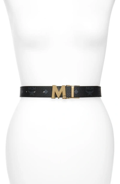 Shop Mcm Logo Buckle Reversible Belt In Black