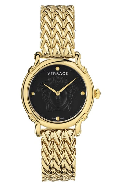 Shop Versace Medusa Bracelet Watch, 34mm In Yellow Gold/ Black