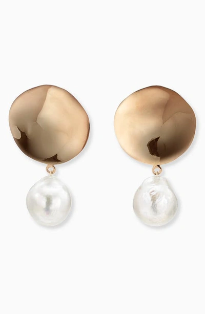 Shop Agmes Stella Small Baroque Pearl Earrings In Gold Vermeil