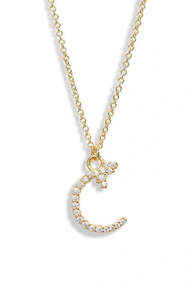 Shop Argento Vivo Sterling Silver Cubic Zirconia Gothic Initial Pendant Necklace In Gold C