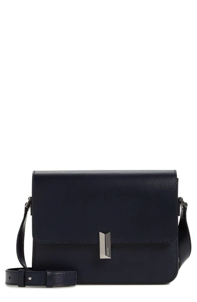 Shop Hugo Boss Nathalie Leather Shoulder Bag In Dark Blue