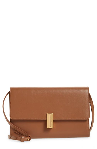 Shop Hugo Boss Nathalie Leather Crossbody Bag In Medium Brown