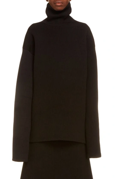 Shop Balenciaga High Neck Oversize Sweater In Black