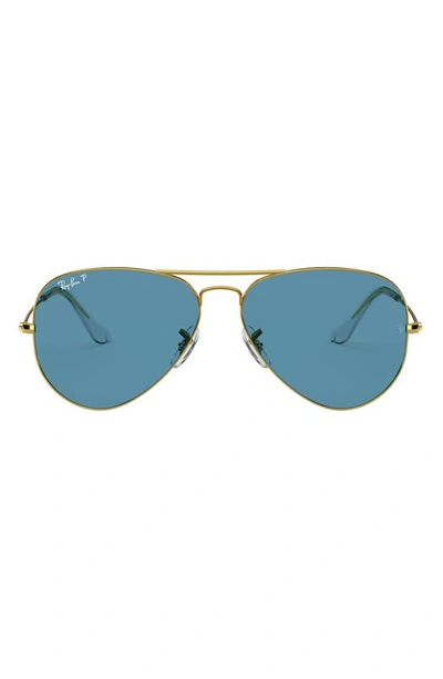 Shop Ray Ban Aviator 55mm Sunglasses In Blue Gold