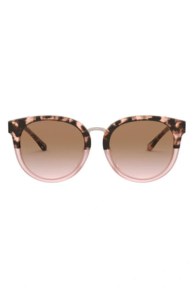 Shop Tory Burch 53mm Phantos Round Sunglasses In Blush/ Rose Brown Gradient