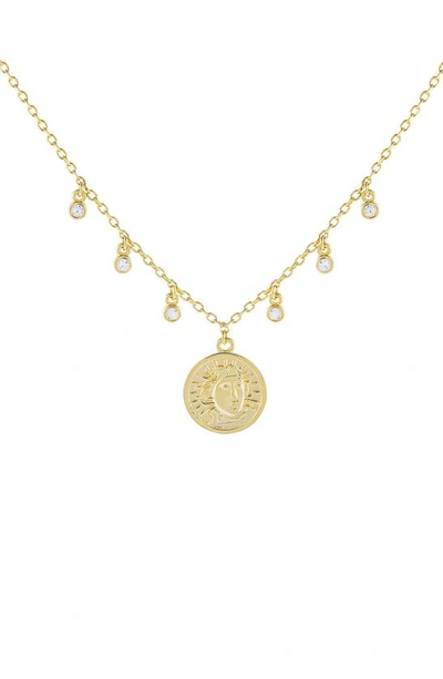 Shop Adinas Jewels Bezel Coin Pendant Necklace In Gold