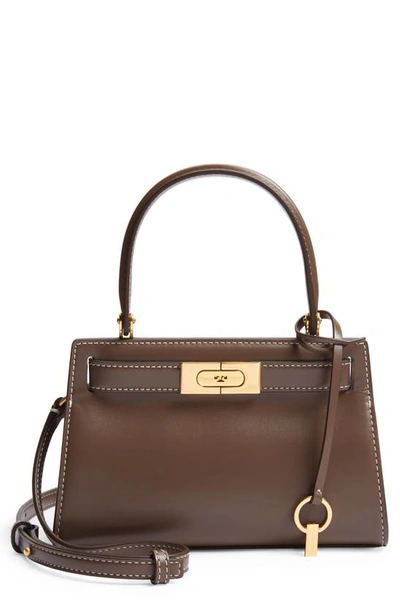 Shop Tory Burch Mini Lee Radziwill Leather Bag In Clam Shell