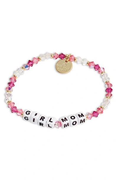 Shop Little Words Project Girl Mom Stretch Bracelet In Orchid/ White