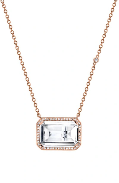 Shop Shay Deco Eye White Topaz & Diamond Portrait Pendant Necklace In Rose Gold
