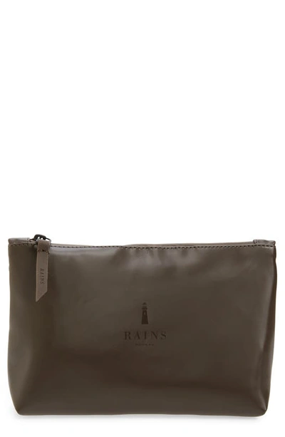 Shop Rains Waterproof Cosmetics Bag In Shiny Brown