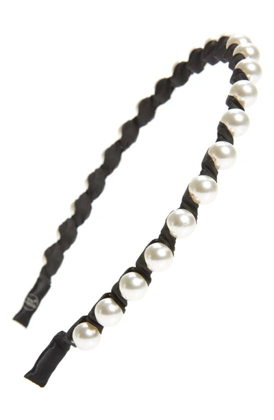 Shop Invisibobble We Are Ornament To Be Imitation Pearl Headband In Black/ Pearl