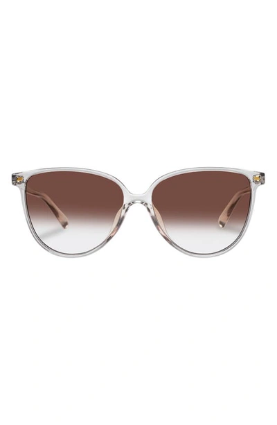 Shop Le Specs Eternally 57mm Cat Eye Sunglasses In Clear Shadow/ Brown Gradient