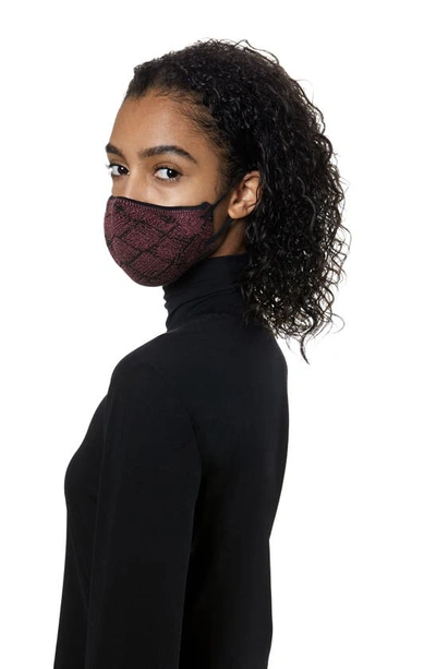 Shop St John Diamond Pattern Pique Knit Adult Face Mask In Burgundy