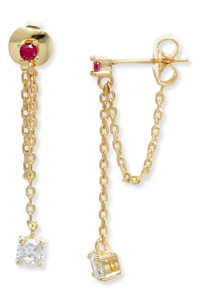 Shop Melinda Maria Ray Drop Chain Earrings In Ruby