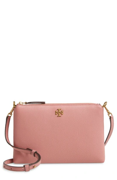 Tory Burch Kira Small Pebbled Leather Top-zip Crossbody In Pink  Magnolia/gold | ModeSens