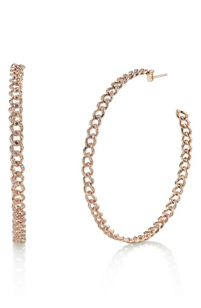 Shop Shay Large Pavé Diamond Chain Link Hoop Earrings In Rose Gold