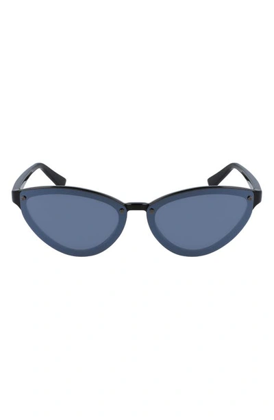 Shop Mcm 62mm Oversize Cat Eye Sunglasses In Black/ Grey Flash Blue