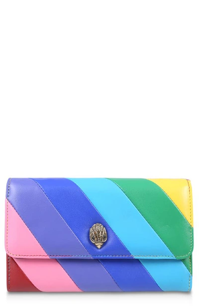 Shop Kurt Geiger Rainbow Shop Kensington Stripe Leather Wallet On A Chain In Blue/ Other
