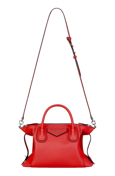 Shop Givenchy Antigona Soft Small Leather Satchel In Light Red
