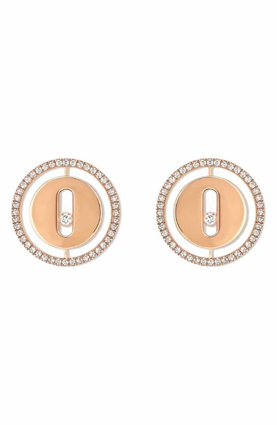 Shop Messika Lucky Move Diamond Stud Earrings In Rose Gold