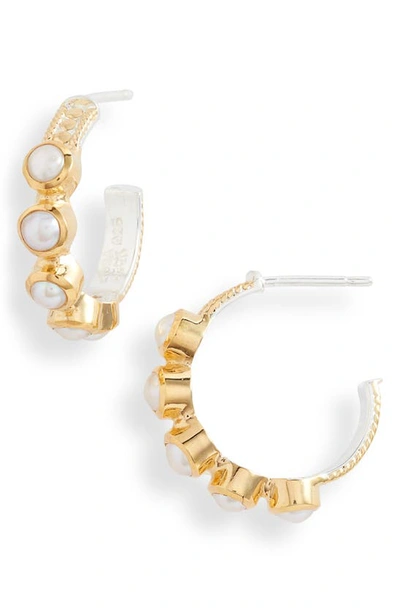Shop Anna Beck Genuine Pearl Hoop Earrings In Gold/ Pearl