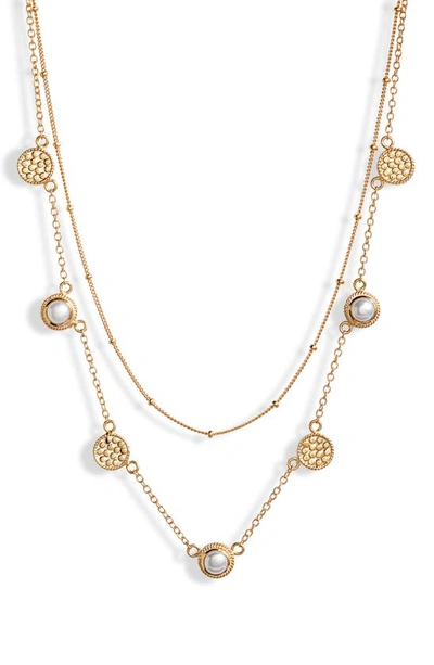 Shop Anna Beck Genuine Pearl Layered Necklace In Gold/ Pearl