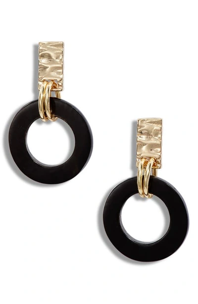 Shop Akola Small Horn Circle Drop Earrings In Black