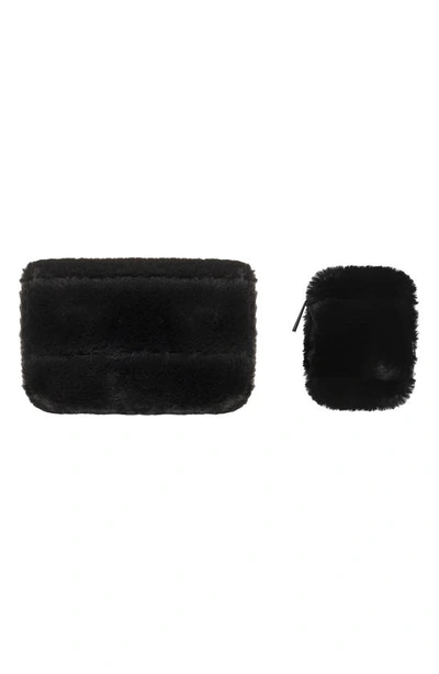 Shop Mytagalongs Faux Fur Earbud & Tech Accessory Cases In Black