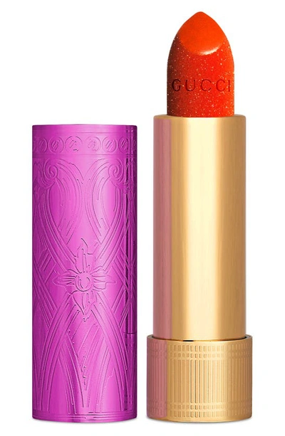 Shop Gucci Rouge À Lèvres Lunaison Glitter Lipstick In 302 Agatha Orange