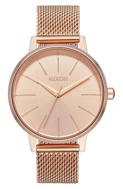 Shop Nixon The Kensington Mesh Strap Watch, 37mm In Rose Gold