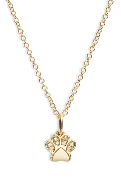 Shop Ef Collection Paw Necklace In Yellow Gold