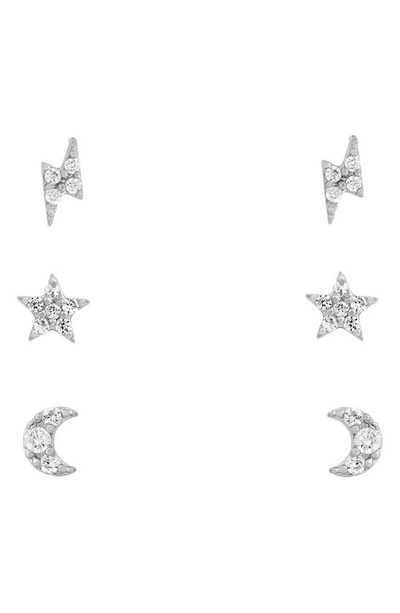 Shop Girls Crew Teeny Tiny Galaxy Set Of 3 Pairs Stud Earrings In Silver